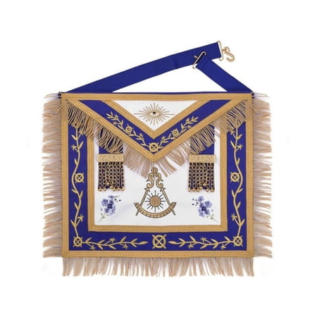 Past Master Blue Lodge California Regulation Apron - Gold Bullion With Golden Braid Fringe - Core Plus Group