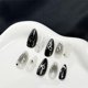 thumbnail image 5 of LBPEPAMZ Uñas postizas negras adhesivas 3D con diseño de lazo y perla, 24 piezas, 5 of 7