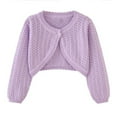 thumbnail image 3 of WIBACKER 4-12 Years Girl Long Sleeve Bow Bolero Cardigan Kids Front Open Knit Shrug Cropped Sweaters Tops, 3 of 6