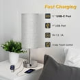 thumbnail image 6 of Table Lamp, 3 Way Dimmable Light Touch Lamp, USB C&A Fast Charging Ports, Fabric Shade Silver Base Lamp, for Bedroom, Living Room, Office, Dorm, 6 of 7