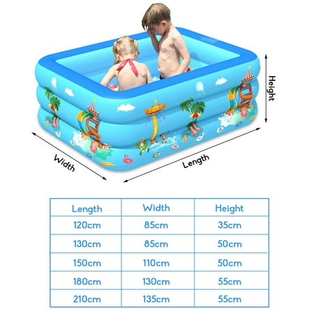 Inflatable Swimming Pool Family Large Water Play Center Kiddie Pool Paddling Pool Outdoor Blue