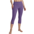 thumbnail image 7 of Pull On Capris for Women Elastic Waist Stretch Side Slit Capris with Pockets Dressy Casual Work Leggings Purple L, 7 of 7