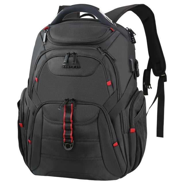 Mochila de viaje para portátil EMPSIGN, 17,3 pulgadas, 45 L, USB, negra