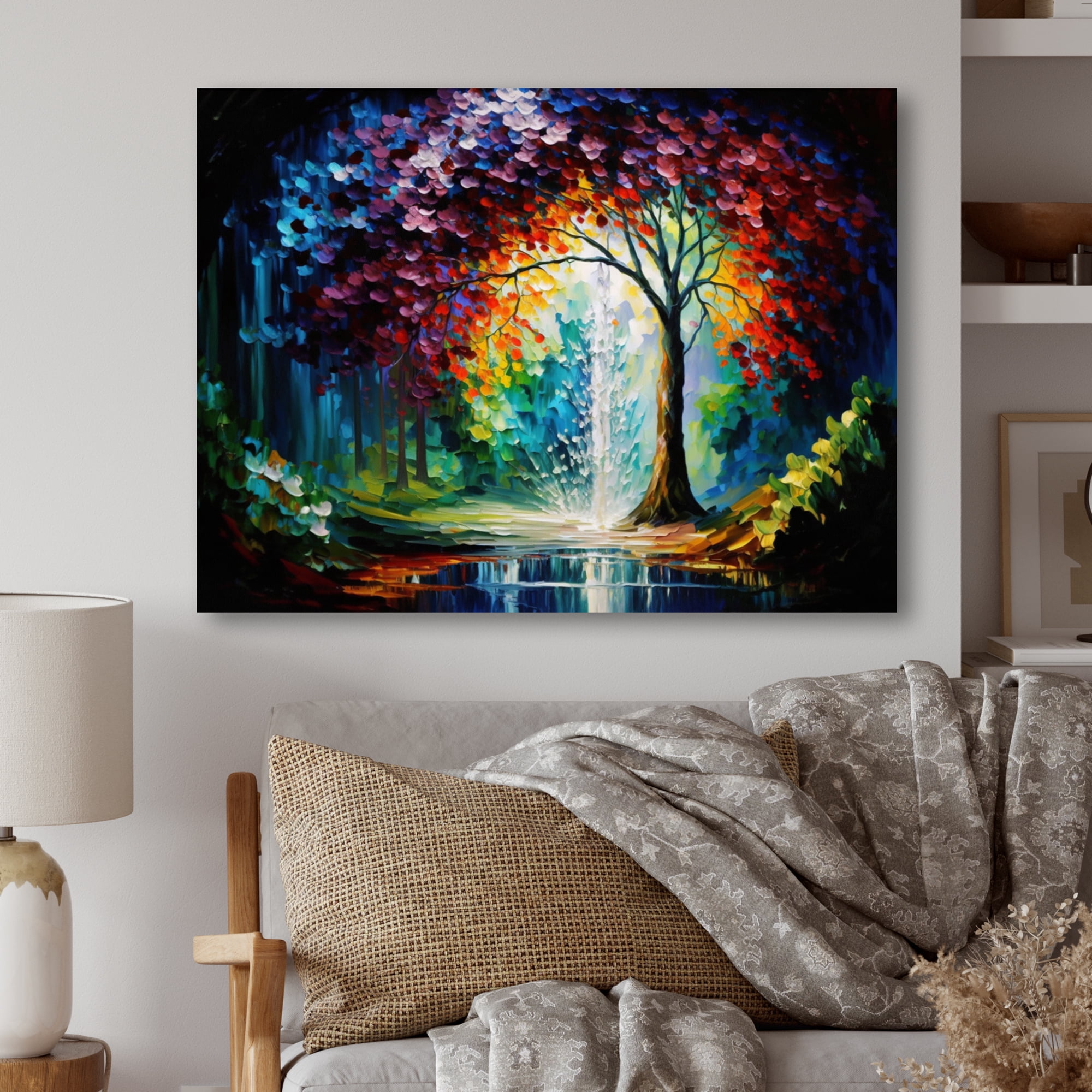 Designart Big Tree In The Middle Of Forest During Fall II Canvas Wall Art