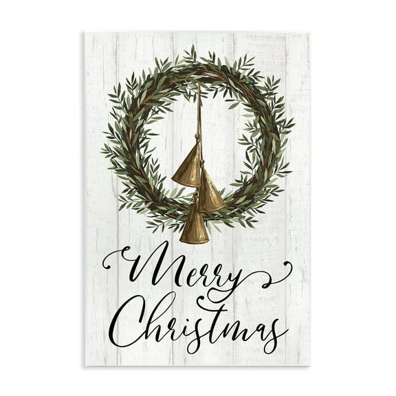 Stupell Industries Christmas Wreath & Bells Holiday Painting Unframed Art Prints Wall Art, 10 x 15