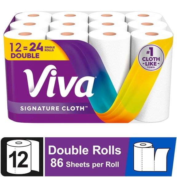 Viva Signature Cloth Paper Towels, 12 Double Rolls, 86 Sheets per Roll