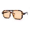 thumbnail image 5 of Mens Squared Rectangular Racer Plastic Urban Hipster Sunglasses Tortoise - Beige, 5 of 8