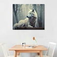 thumbnail image 2 of Creowell  Wolf Canvas Wall Art - Wolf Lying On A Mountain Gazing At Far Away, High Definition Artwork Ready to Hang Suitable for Living Room Bedroom 20x16 Inch, 2 of 3