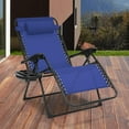 thumbnail image 2 of Sun-Ray Oversized Patio Chair with Leg Stabilizers and Big Cupholder, Adjustable Zero Gravity Folding Reclining Outdoor Chair with Pillow, Blue, 2 of 19