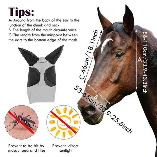 Máscara Malla Tejida Elástica Antimoscas Voladora Caballos Antigusanos (gris Claro)