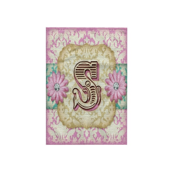 3dRose, Regal Pastel Mod Damask Monogram Initial S, 15x22 Hand Towel