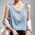 thumbnail image 2 of HNMKIU Tank Tops Women V Neck Sleeveless Satin Tank Top, 2 of 4
