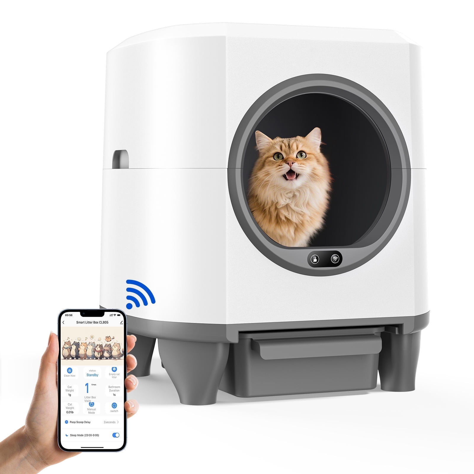 GOOVI Self Cleaning Cat Litter Box Smart Automatic Litter Box with App Control, White