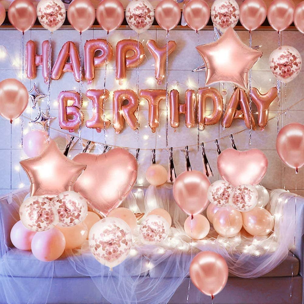 Happy Rose Confetti Pc Gold Birthday Foil Set 24 Ballon Decoration Balloon Party 