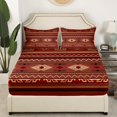 thumbnail image 3 of Erosebridal Ensemble de Draps Bohèmes Tribaux Format Grand, Ensembles de Literie Hippie Aztèque Format Grand, Draps Rouges et Bruns Grand, Décoration de Chambre Géométrique Super Douillette, 4 Pcs, 3 of 7