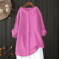 thumbnail image 4 of WCJM Breast Cancer Shirts for Womens Shirts Womens Daily Casual Linen Shirts Long Sleeve Shirts Tops Casual Blouses Loose Fit Shirt, 4 of 6
