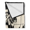 thumbnail image 2 of Jazz Music Soft Flannel Fleece Throw Blanket, Nostalgic Theme Band with Double Bass Trumpet Piano and Drums, Cozy Plush for Indoor and Outdoor Use, 50" x 70", Charcoal Grey Champagne, by Ambesonne, 2 of 5