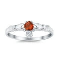 thumbnail image 7 of Claddagh Heart Promise Ring Garnet CZ 925 Sterling Silver Size 8, 7 of 7