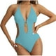 thumbnail image 2 of Trajes de baño de una pieza para mujer, traje de baño de bikini con tirantes y espalda descubierta de color liso para mujer, 2 of 3