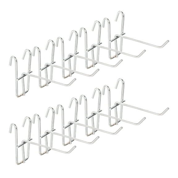 Uxcell 10 Grid Wall Hooks, 4 Inch Grid Wall Panel Display Hooks for Grid Wall Accessory Display Rack for Retail Stores, Home Office, Garage Storage, Silver