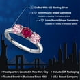 thumbnail image 2 of Gem Stone King 925 Sterling Silver Red Created Ruby and Pink Lab Grown Diamond Engagement Ring for Women | 1.60 Cttw | Round 5MM | Gemstone July Birthstone | Size 5, 2 of 6