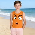 thumbnail image 5 of Boys Funny Face Tank Top Sleeveless Crewneck Kids Cartoon Character Shirt Orange Summer Soft Polyester Spandex Casual Tops,Size 10 T, 5 of 6