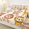 thumbnail image 3 of Manfei Cartoon Animals Bed Sheets 4pcs for Boys Girls, Lion Tiger Giraffe King Sheets, Elephant Monkey Bear Sheet Set, Orange Bedroom Decor, 3 of 7