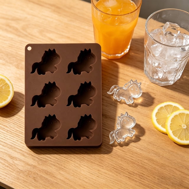Molde de silicona con forma de caballo para cubitos de hielo, chocolates, mini pasteles, gelatina, jabón y ceras derretidas, 14x10.8x2 cm, de grado alimenticio, antiadherente y apto para lavavajillas.