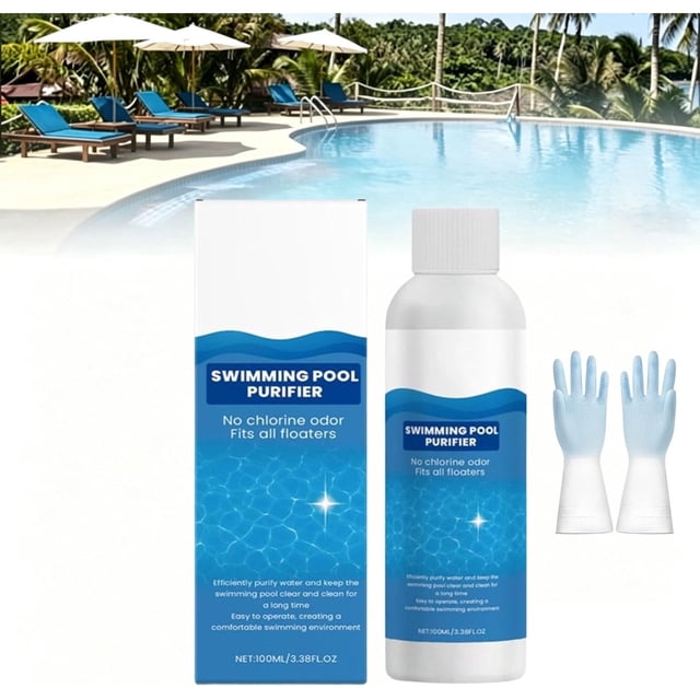 Swimming Pool Purifier, Pool Water Purifier Liquid, Pool Water Clarifier, for Inground Pools & Above Ground Pools, Easy to Use, Efficient Gentle Formula (1Pcs)