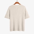 thumbnail image 6 of Women's Solid Color Cable Knit Pullover Sweater, Plus Size Crew Neck Short Sleeve Chunky Top, for Spring Summer Daily Wear or Casual Cozy Outings Beige L, 6 of 10
