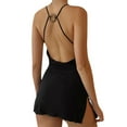 thumbnail image 3 of Liacowi Women Satin Mini Dress Spaghetti Strap Sleeveless Low Cut Backless Slim Fit Dress Party Club Night Black Cami Dress, 3 of 8