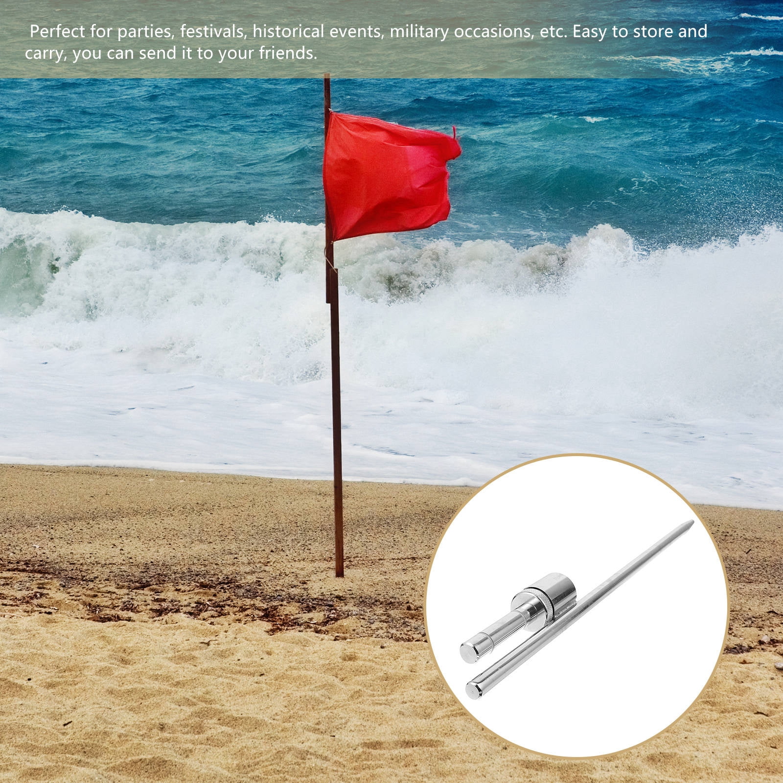 Phenofice Ground Flag Pole Outdoor Style Metal 1Pcs 19.7x1.9In
