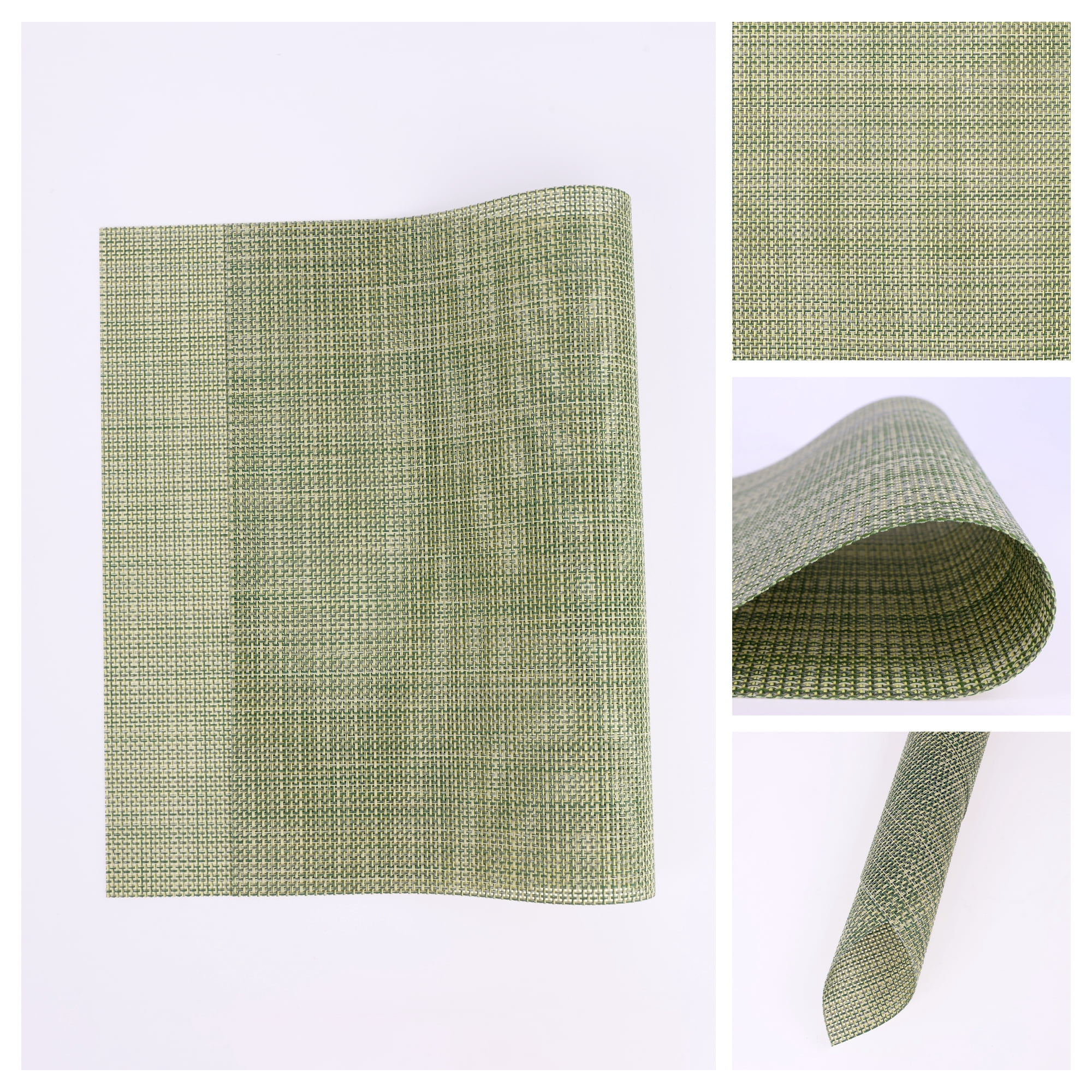Unique Bargains 8 Pack Washable Placemats for Table Decor Wipeable Place Mat Green 18x12in