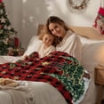 thumbnail image 4 of Christmas Trees Flannel Blanket for Bed,Travel and Camping, Xmas Trees Balls Berry Winter Snowflakes Red Black Plaid Super Soft Cozy Blanket for All Seasons 50"x80", 4 of 9