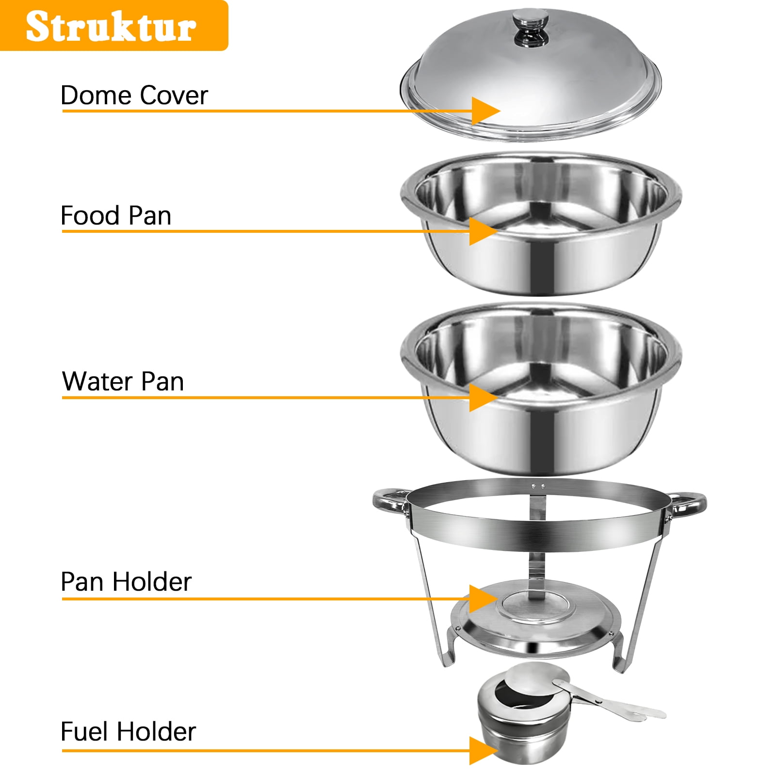 JSTUOKE Chafing Dish Buffet Set 4 Pack 8QT Stainless Steel Food Warmer Chafer Complete Set with Water Pan, Chafing Fuel Holder for Home Party, Buffets, Wedding, Banquet, Catering Events