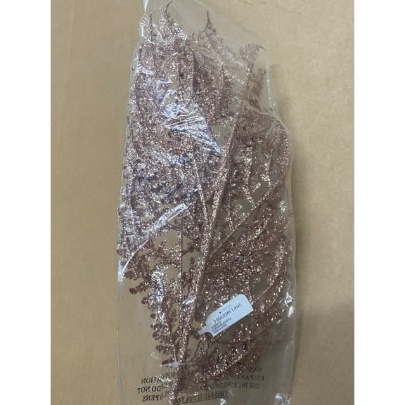 Holiday Lane Sugar Plum Rose Gold Glitter Leaves Ornament NWT