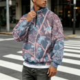 thumbnail image 4 of Havenx Mens Flannel Quarter Zip Up Pullover Long Sleeve Collared Pullover Sweater Mock Neck Camouflage Print Sweatshirts Soft 2026 Fall Winter Outdoor Active Casual Sweater Tops,Pink 3XL, 4 of 7