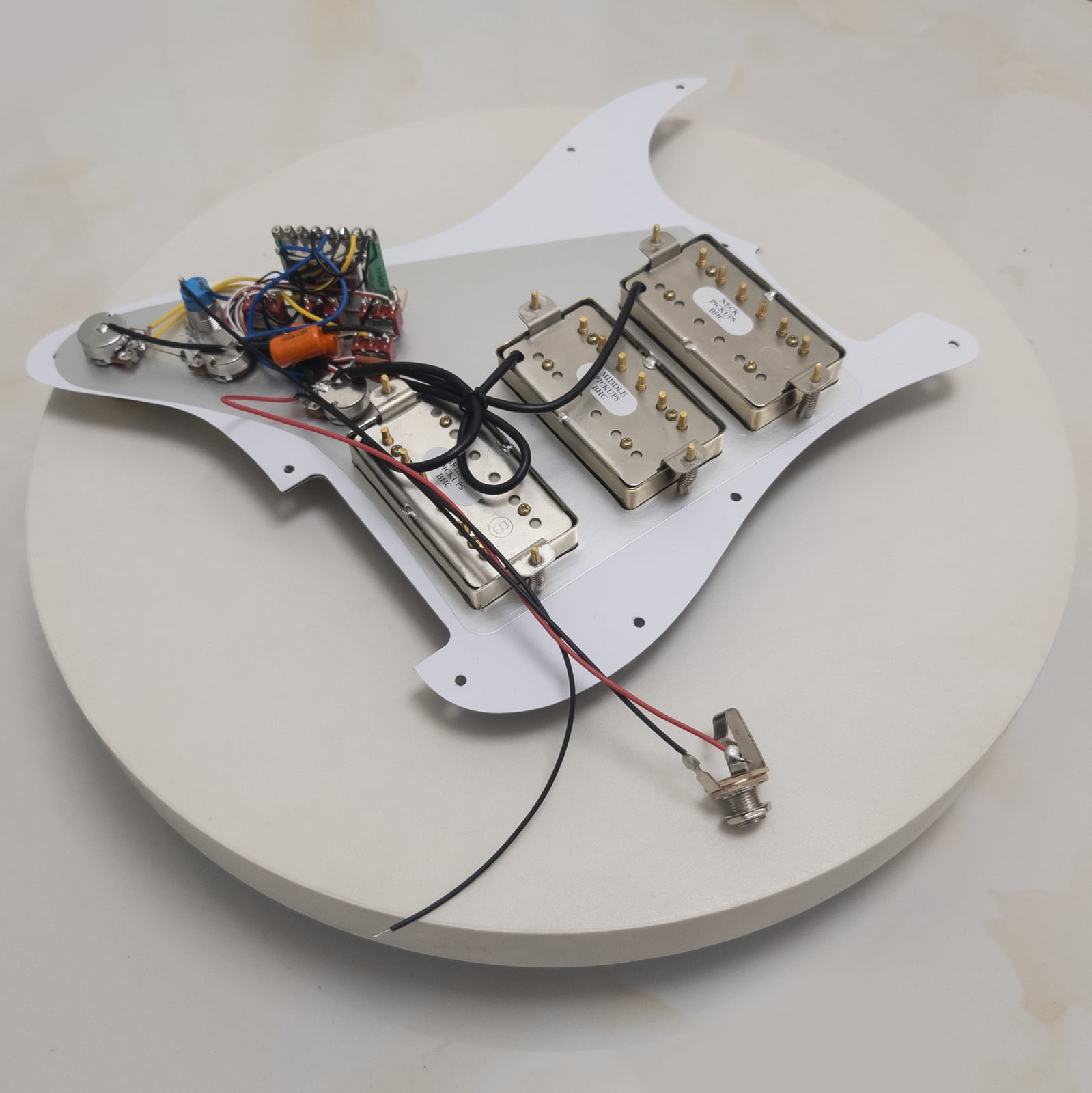 HHH Guitar Prewired Loaded Pickguard, With Alnico 5 Humbuckers Pickups, Coil Splitting, For Fender Strat Guitar