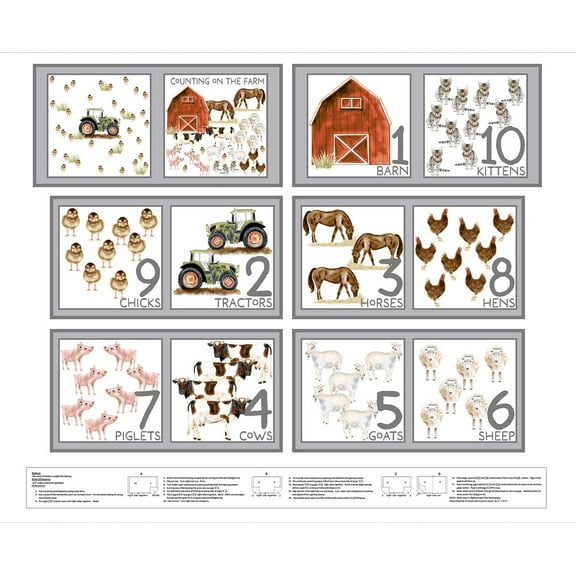 36" X 44" Panel Little Seedlings Farm Kids Baby Soft Book Farm Animals Blank Quilting Cotton Fabric Panel (4390P-01)