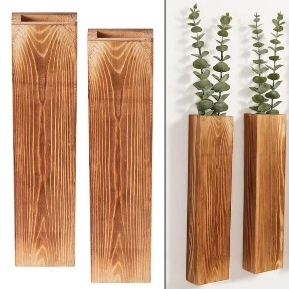 Stylish Wooden Wall Flower Pots (Set of 2) - Space-Saving Indoor Decor Smile Home