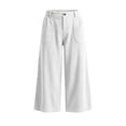 thumbnail image 4 of Women's Corduroy High Waist Capri Wide Leg Pants Soft Casual Cropped Culottes with Pockets Vintage Casual Streetwear Trousers Fall Outfit White, 4 of 9