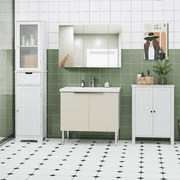 Homfa Bathroom Cabinets Freestanding, Bathroom Storage Floor Cabinet, White Storage Cabinets with Doors and Shelves