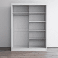 thumbnail image 4 of Aria 2 Door 59" Wide Modern High Gloss Wardrobe Armoire, White with Mirror, 4 of 5
