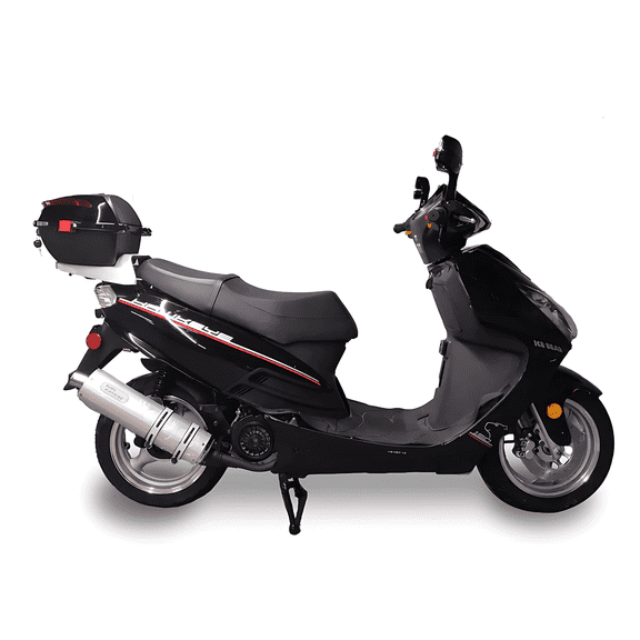 Ice Bear Hawkeye PMZ150-3C 150cc Gas Powered Scooter with Front Disc Brake, Electric Start, Cargo Box, Dual Shocks, 13 Inch Rims (Black)