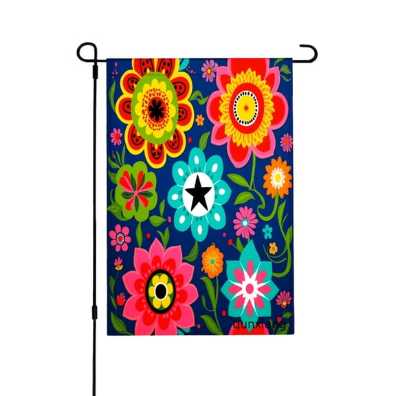 Amhnf Colorful Floral Pattern Linen Garden Flag For Home Outdoor Garden Yard Decor 12x18 inch