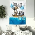 thumbnail image 4 of Moose Tapestry, American Animals Boat Beaver Friend Canoe River Fun Native Characters Cartoon, Wall Hanging for Bedroom Living Room Dorm Decor, 60W X 80L Inches, Blue White Brown, by Ambesonne, 4 of 5