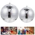 thumbnail image 2 of 2pcs Disco Mirror Ball Reflective Disco Ball Silver Disco Ball Party Hanging Ornaments, 2 of 5