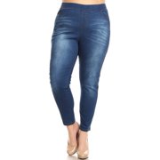 Jvini Womens Pull On Skinny Jeans Stretch Denim Jean Jeggings Regular Length Medium Blue Wash