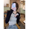 thumbnail image 1 of Camisetas de manga larga para mujer, clásicas, con paneles, combinables, ajustadas, suaves, nuevas, estilo coreano, para tiempo libre, cuello redondo, ropa de calle, populares, suaves, Ins, 1 of 6