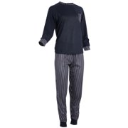Isaac Mizrahi Long Sleeve Stripe Pajama Set (Navy, Medium)